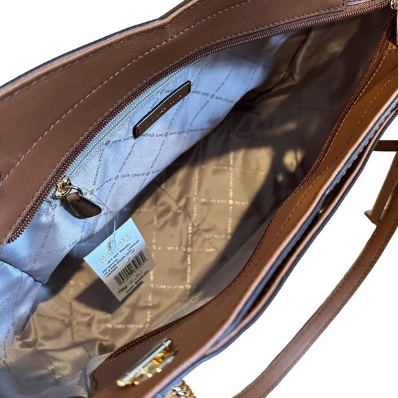 Michael Kors Jet Set Leather Luggage Brown Travel Shoulder Tote NWT - Picture 9 of 15